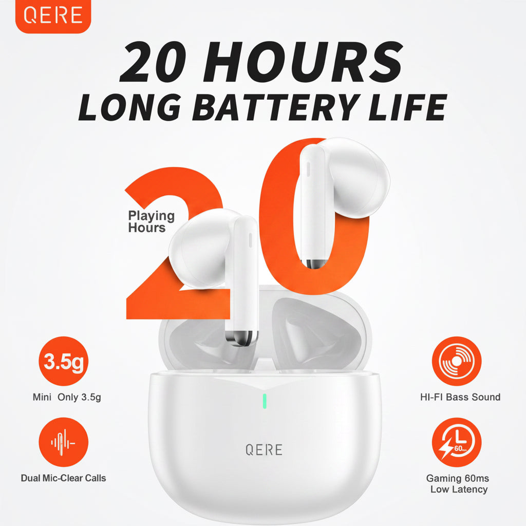 QERE Wireless Earbuds – Noise Reduction TWS Bluetooth Earphones with 20-Hour Battery