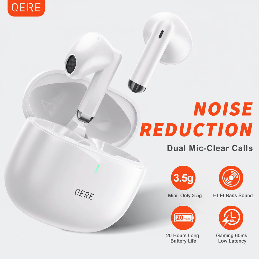 QERE Wireless Earbuds – Noise Reduction TWS Bluetooth Earphones with 20-Hour Battery