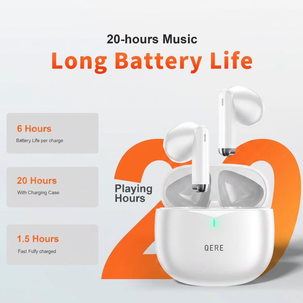 QERE Wireless Earbuds – Noise Reduction TWS Bluetooth Earphones with 20-Hour Battery