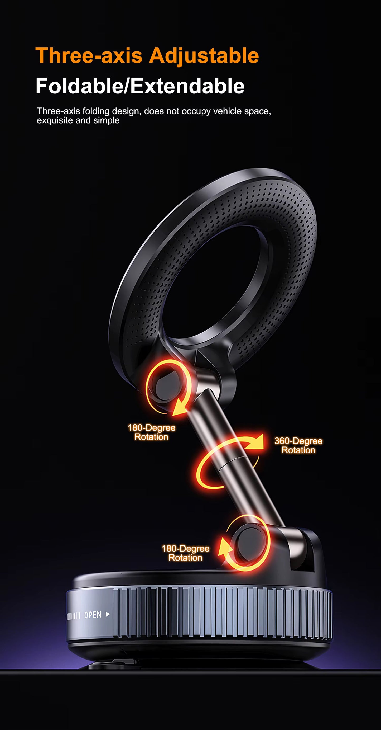360° Rotatable Magnetic Phone Holder - Premium Vacuum Suction Mount