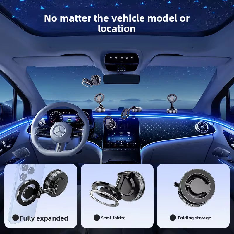 360° Rotation Magnetic Phone Holder – Folding Suction Cup Car Mount